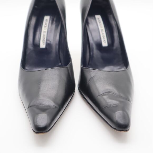Manolo Blahnik Vintage 90's Leather Pointed Toe Pump Size 39.5 - Picture 8 of 9